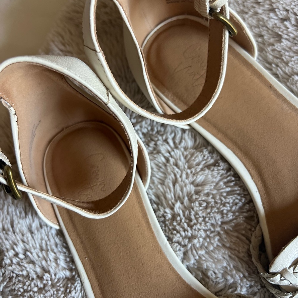 Crown Vintage Cream Braided Pointed Toe Ankle-Strap Sandals - Picture 3 of 4
